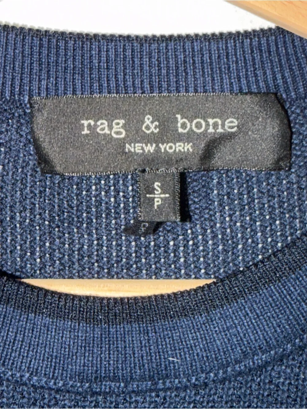 rag & bone Navy Textured Ribbed Crewneck Sweater
